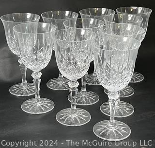 Set of Ten (10) Cut Crystal Wine Goblets by Galway