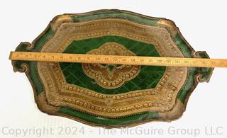 Florentine Painted and Parcel-gilt Green Tray with Handles (Italian)