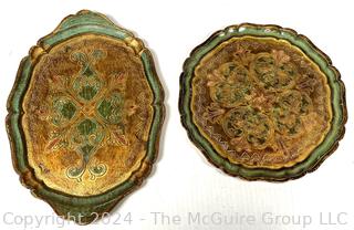 Two (2) Florentine Painted and Parcel Gilt Trays