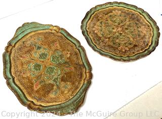 Two (2) Florentine Painted and Parcel Gilt Trays