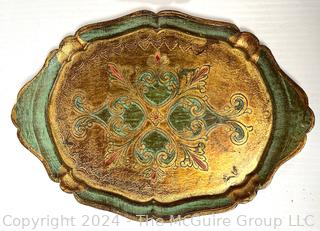 Two (2) Florentine Painted and Parcel Gilt Trays