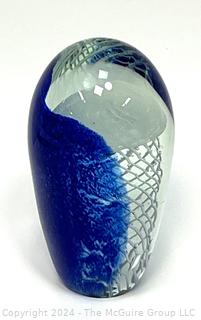 Cobalt Blue and White Hand Blown Jellyfish Glass Sculpture