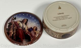 Two (2) Porcelain Lidded Trinket Boxes, One from the Vatican Gift Shop.