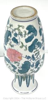 Large Chinese Export Hand Painted Porcelain Vase in Floral Design.  14" tall