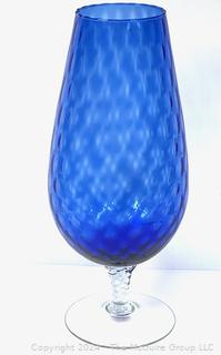 Mid Century Cobalt Blue Art Glass Vase.  15" tall