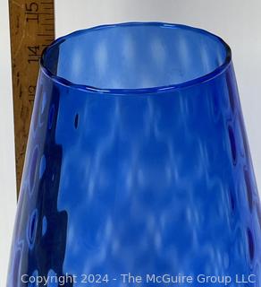 Mid Century Cobalt Blue Art Glass Vase.  15" tall