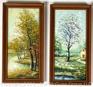 Six (6) Framed Under Glass Color Landscape Prints. Various Sizes