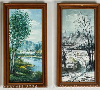 Six (6) Framed Under Glass Color Landscape Prints. Various Sizes