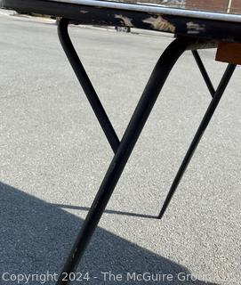 Mid Century Grey Formica Kitchen Table with Hair Pin Legs. 42" x 30" x 29"