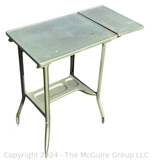 Metal Typing Table with Folding Side. 14 x 25 x 26"