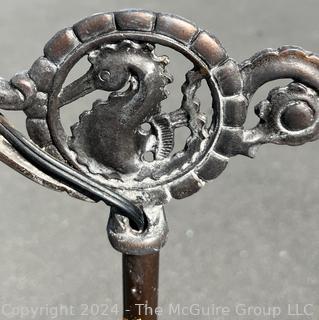 Ornate Cast Seahorse Bridge Arm Floor Lamp.  Needs Rewiring. 54" Tall