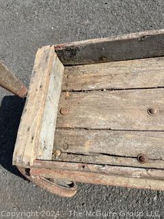 Primitive Childs Wooden Wagon. Note the Hand Brake