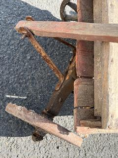 Primitive Childs Wooden Wagon. Note the Hand Brake