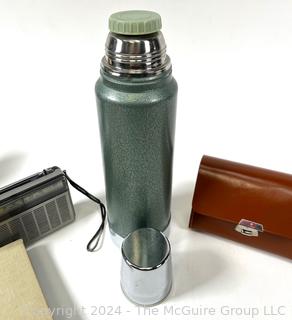 Metal Thermos Brand Thermos, Shoe Shine Kit. Panasonic AM/FM Radio and "Son of Black Beauty" Book