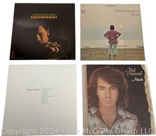 Four (4) Vinyl LP Records: James Taylor, Neil Diamond, Kristofferson & Streisand