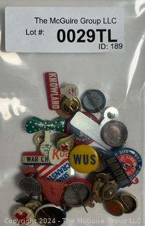 Collection of Red Cross, WWI Liberty Loan, and Political Buttons