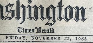 Five (5) 1963 Editions of The Washington Post Covering John F Kennedy JFK Assassination 