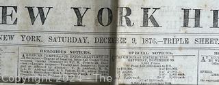 Four (4) Editions of The New York Herald Newspaper December 1-9 1876, detailing coverage of The Brooklyn Theatre Fire, one of the nations deadliest fires ever.  