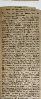 Newspaper Clippings Related to President McKinley Assassination.