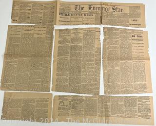 Portions of July 2, 1881 Evening Star Newspaper Reporting the Assassination of President Garfield