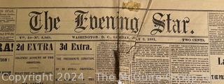 Portions of July 2, 1881 Evening Star Newspaper Reporting the Assassination of President Garfield