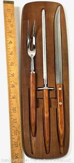 Mid Century Teak Robeson Three (3) Piece Carving Set Solingen Germany (was 1023LS)