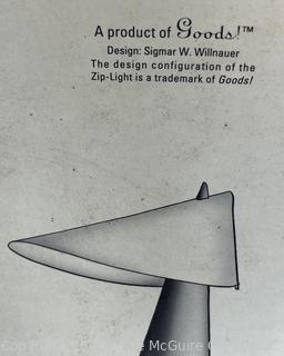 "Zip-Light" Modern Design Leather Lamp Designed by Sigmar Willnauer 1993. 22"H x 19 1/2" W x 5" D