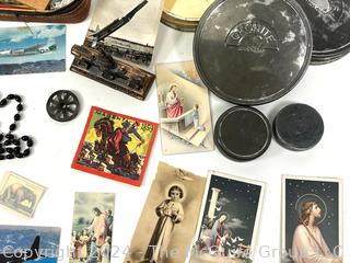 View-Master Reels, Metal Tins, Religious Ephemera, Military Photos & Cards, Post Cereal Premiums, Cherub, and Cigarette Lighters.