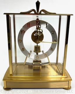 Vintage Kieninger & Obergfell Skeleton Electronic Brass & Glass Mantel Clock No. 825 West Germany