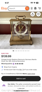 Vintage Kieninger & Obergfell Skeleton Electronic Brass & Glass Mantel Clock No. 825 West Germany