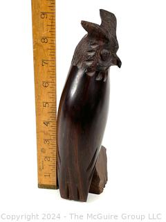 Cocobolo Carved Wood Owl Sculpture. 9" tall.