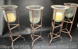 Set of Four (4) Votive Candles in Metal Stands