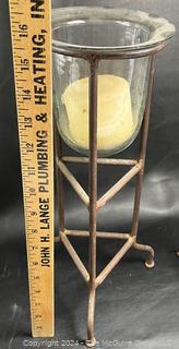 Set of Four (4) Votive Candles in Metal Stands