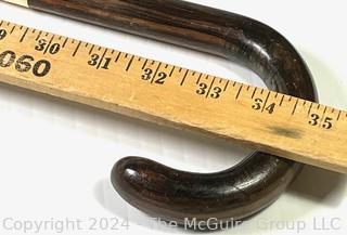 Crook Style Wood Walking Cane with 14kt Gold Band with Inscription "April 4th '28"