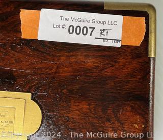 19th Century English Campaign Style Brass Mounted Mahogany Box with Presentation Plaque That Reads "Mr. Andrew Dodds By The Members Of The Celtic Club And A Few Friends In Testimony Of The Warm Esteem And High Regard They Have For His As A Friend, December 29th, 1843"