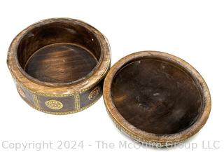 Round Dome Lid Carved Box with Gilt Decoration