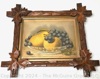 Still Life of Fruit Bowl Print in Adirondack Carved Wood Frame 