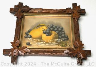 Still Life of Fruit Bowl Print in Adirondack Carved Wood Frame 