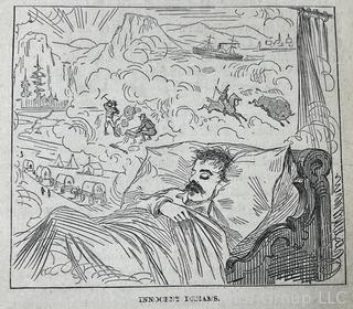 "Roughing It" by Mark Twain 1872 Illustrated Edition.  Leather Covers.  Published by American Publishing Company. Issued for Subscription Only and Not For Sale in Bookstores  