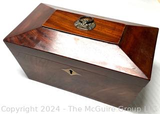 English Regency Mahogany Sarcophagus Tea Caddy Box