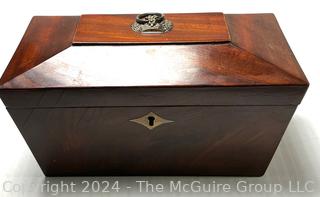 English Regency Mahogany Sarcophagus Tea Caddy Box