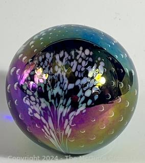 Glass Eye Studio Signed Celestial Series Iridescent Paperweight