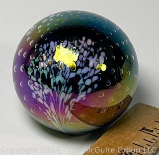 Glass Eye Studio Signed Celestial Series Iridescent Paperweight