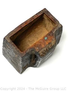 Antique Ottoman Carved Wood Ammo or Shot Box. Hinged Lid has separated. 
