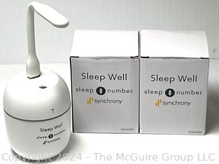 Two (2) New in Box Sleep Well Numbers Synchony Mini Humidifier Oil Diffusers