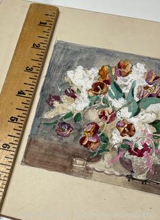 Unframed Watercolor on Board of Floral Still Life Attributed to George Laurence Nelson (1887 - 1978).  This was part of a sketch book belonging to the artist and purchased by consignor.    8 x 10" 