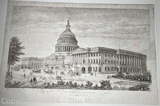 Unframed Lithograph Attributed To M. Franke of the US Capitol, 1892