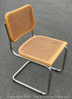 Mid Century Cane and Chrome Chair Possibly Marcel Breuer Italian Cesca 