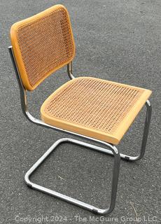 Mid Century Cane and Chrome Chair Possibly Marcel Breuer Italian Cesca 