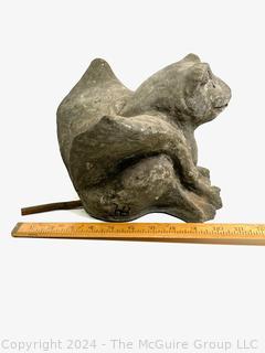 Cement Building Gargoyle Architectural Salvage Figure with Fountain Piping. 8" tall.